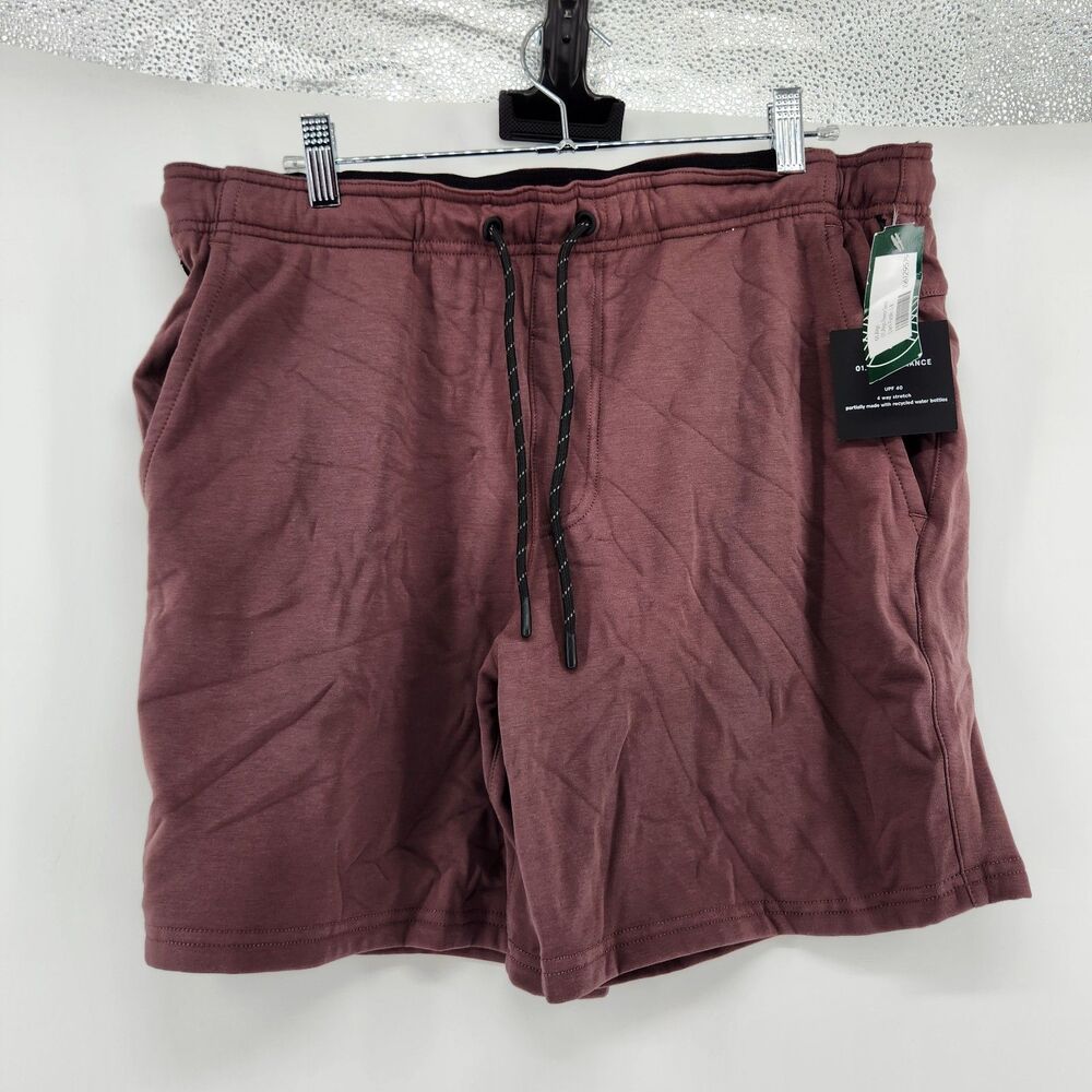 01. Algo Men's Dark Purple Large‎ Fleece Shorts NWT 8" Inseam Athletic